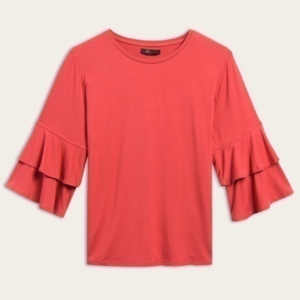 FRYE Open Crewneck Ruffle Top